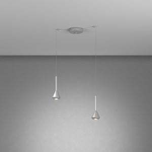 Lampadario Moderno Aygo Metallo Color Alluminio 2 Luci Gu10