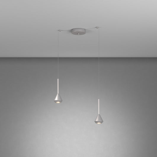Lampadario Moderno Aygo Metallo Color Alluminio 2 Luci Gu10
