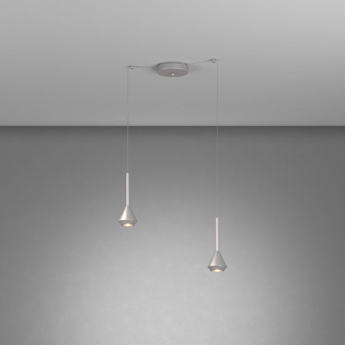 Lampadario Moderno Aygo Metallo Color Alluminio 2 Luci Gu10