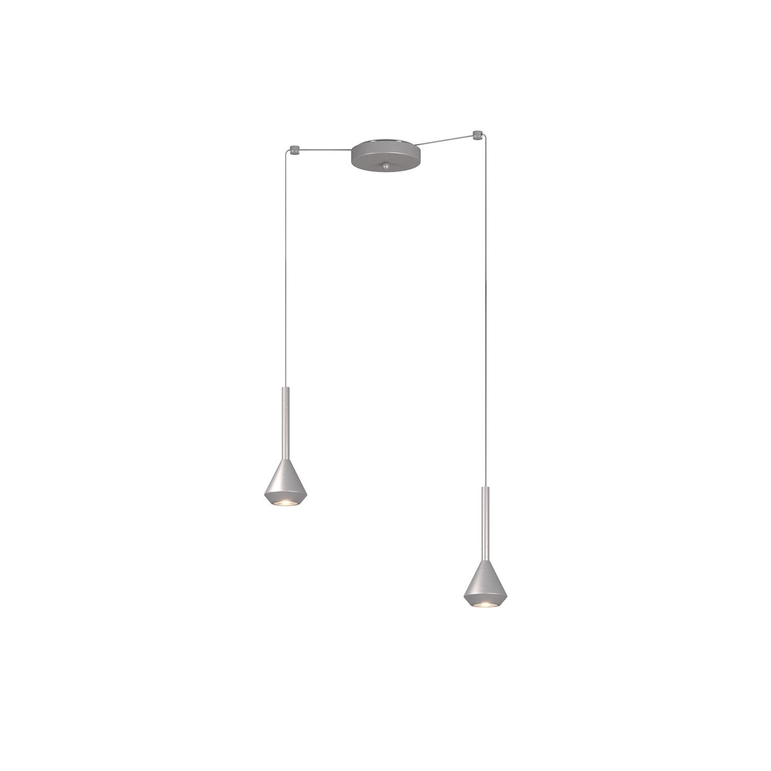 Lampadario Moderno Aygo Metallo Color Alluminio 2 Luci Gu10
