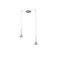 Lampadario Moderno Aygo Metallo Color Alluminio 2 Luci Gu10