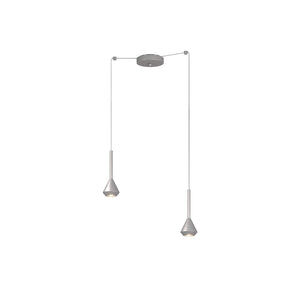 Lampadario Moderno Aygo Metallo Color Alluminio 2 Luci Gu10