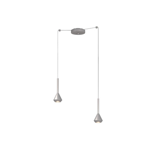 Lampadario Moderno Aygo Metallo Color Alluminio 2 Luci Gu10