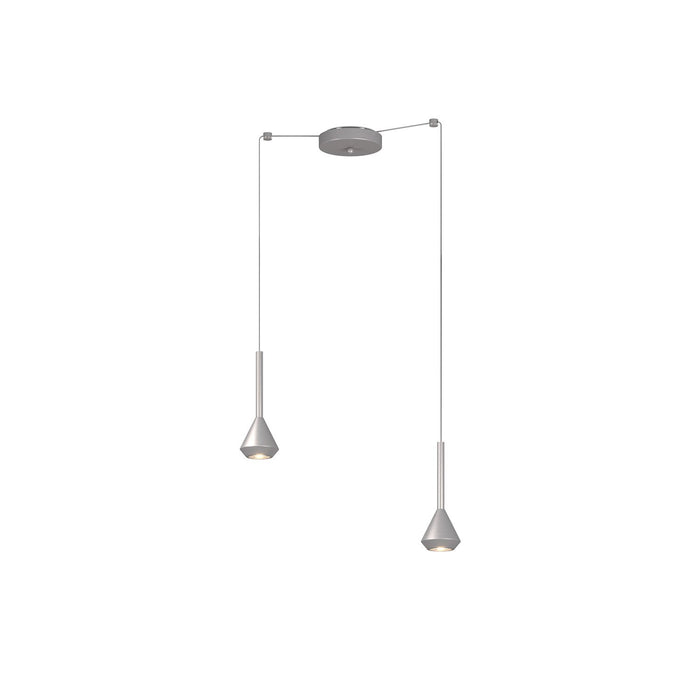 Lampadario Moderno Aygo Metallo Color Alluminio 2 Luci Gu10