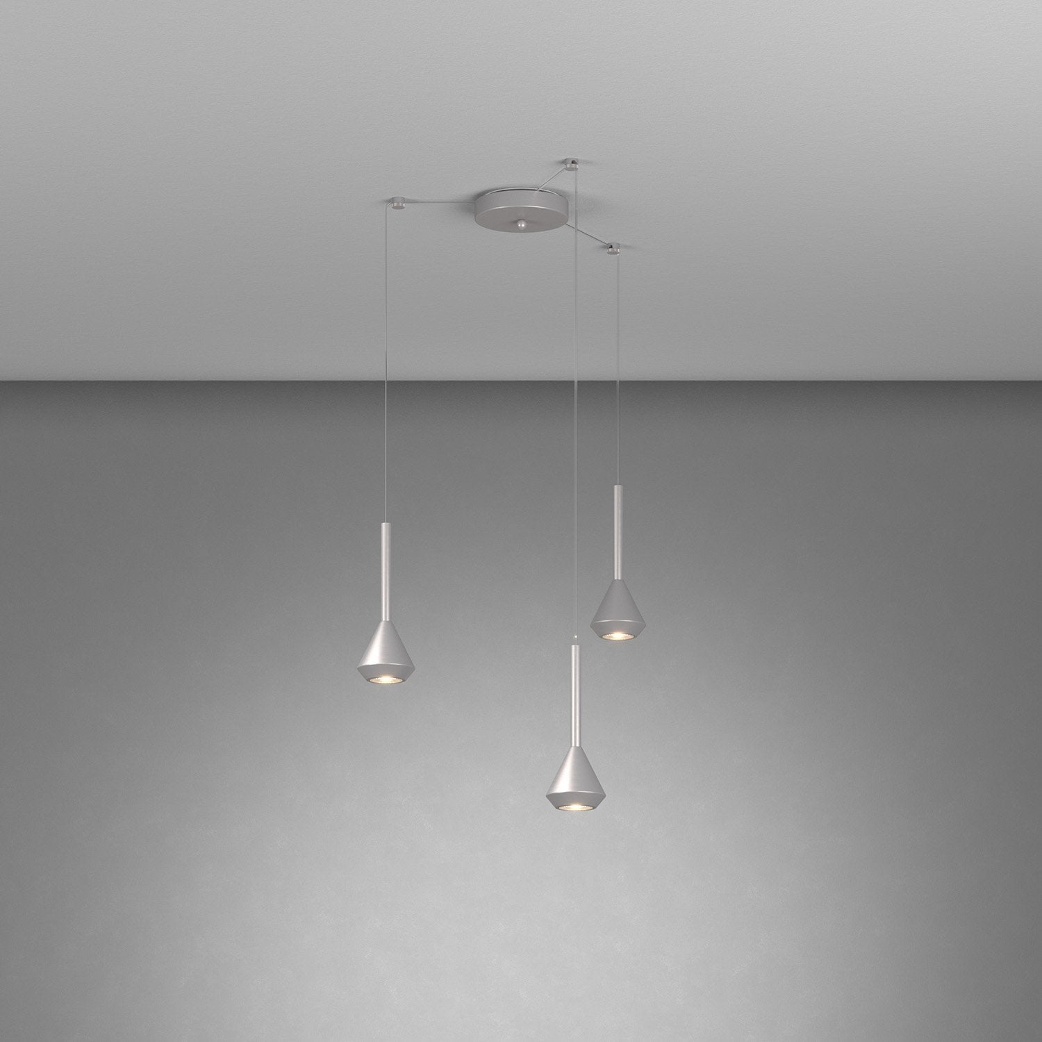 Lampadario Moderno Aygo Metallo Color Alluminio 3 Luci Gu10