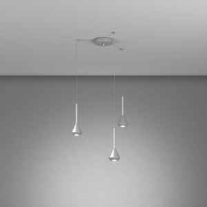 Lampadario Moderno Aygo Metallo Color Alluminio 3 Luci Gu10