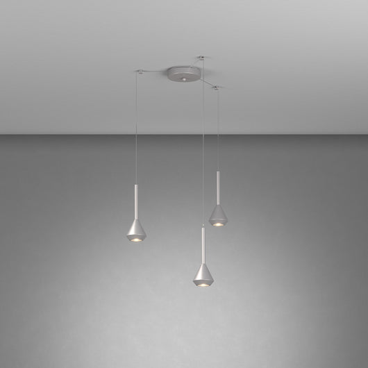 Lampadario Moderno Aygo Metallo Color Alluminio 3 Luci Gu10