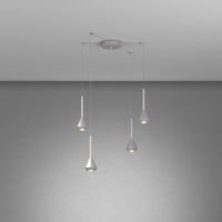 Lampadario Moderno Aygo Metallo Color Alluminio 4 Luci Gu10