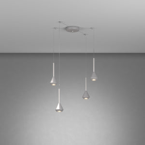 Lampadario Moderno Aygo Metallo Color Alluminio 4 Luci Gu10