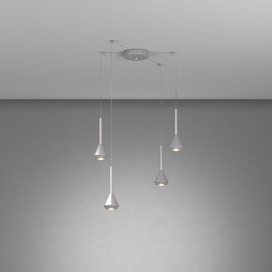 Lampadario Moderno Aygo Metallo Color Alluminio 4 Luci Gu10