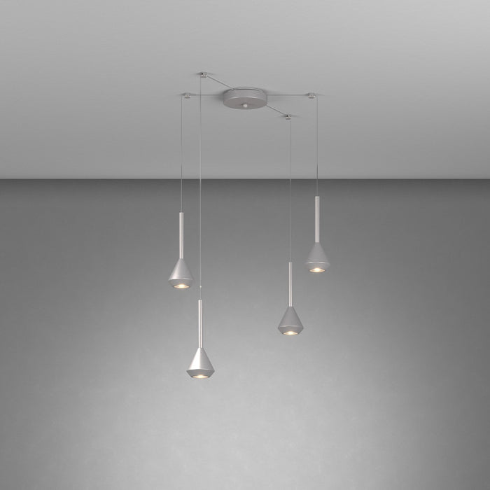 Lampadario Moderno Aygo Metallo Color Alluminio 4 Luci Gu10