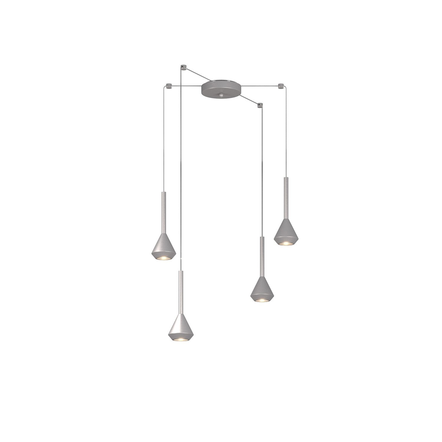 Lampadario Moderno Aygo Metallo Color Alluminio 4 Luci Gu10