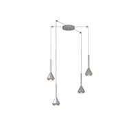 Lampadario Moderno Aygo Metallo Color Alluminio 4 Luci Gu10