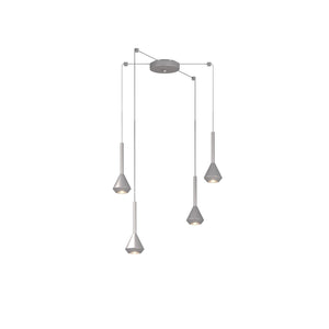 Lampadario Moderno Aygo Metallo Color Alluminio 4 Luci Gu10