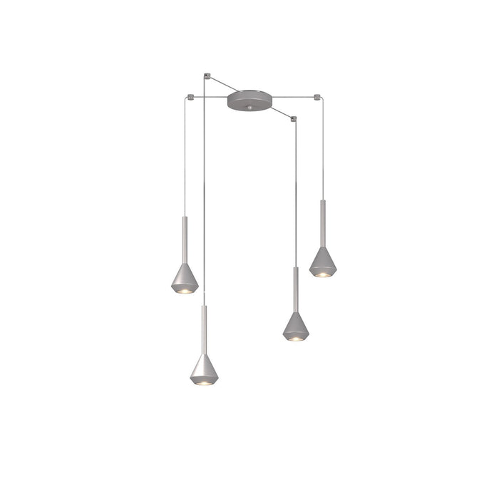 Lampadario Moderno Aygo Metallo Color Alluminio 4 Luci Gu10