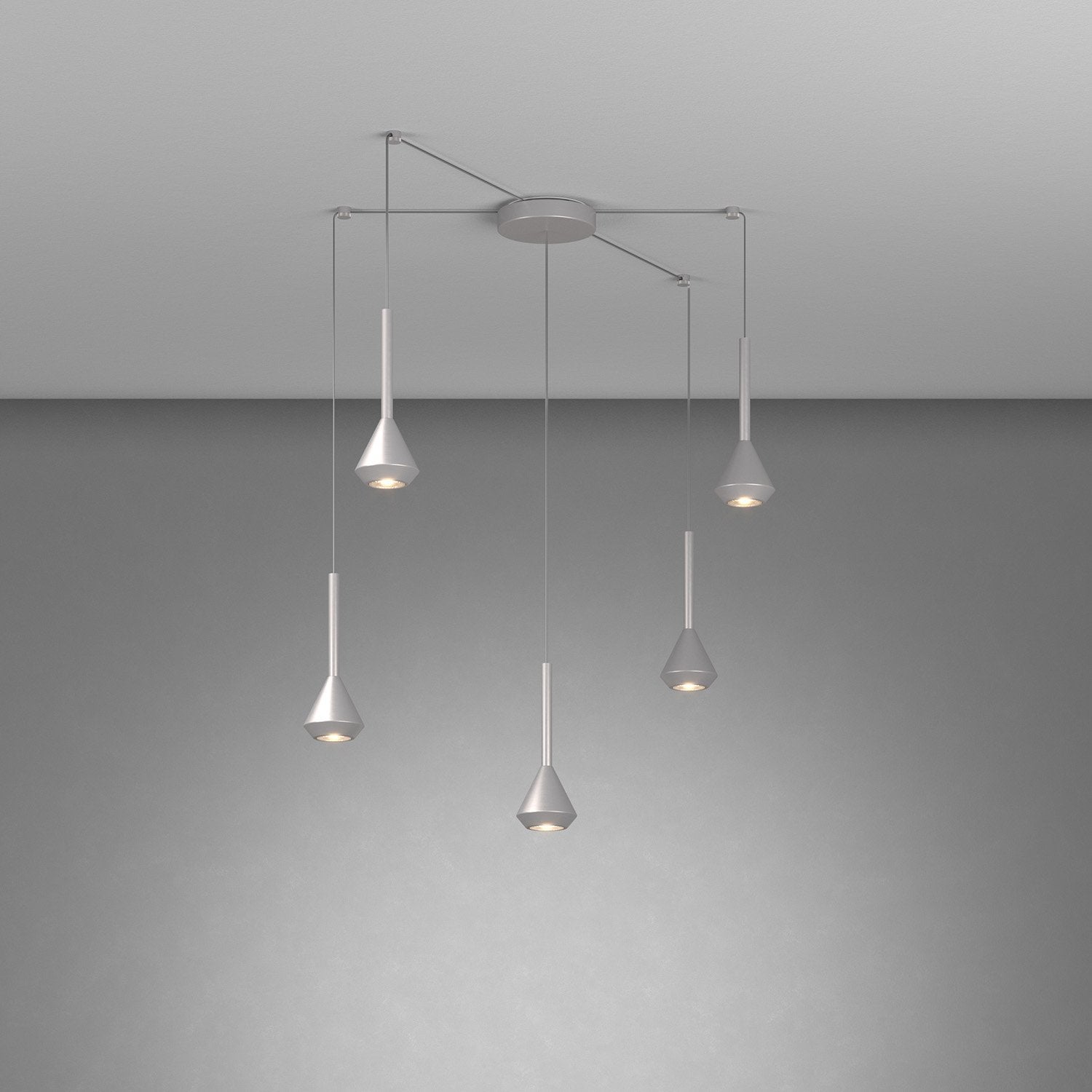 Lampadario Moderno Aygo Metallo Color Alluminio 5 Luci Gu10