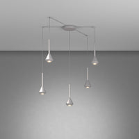 Lampadario Moderno Aygo Metallo Color Alluminio 5 Luci Gu10