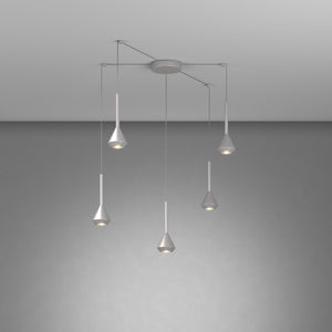 Lampadario Moderno Aygo Metallo Color Alluminio 5 Luci Gu10