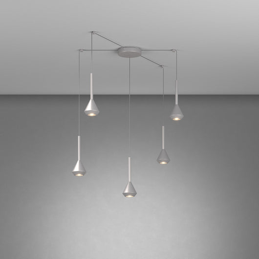 Lampadario Moderno Aygo Metallo Color Alluminio 5 Luci Gu10