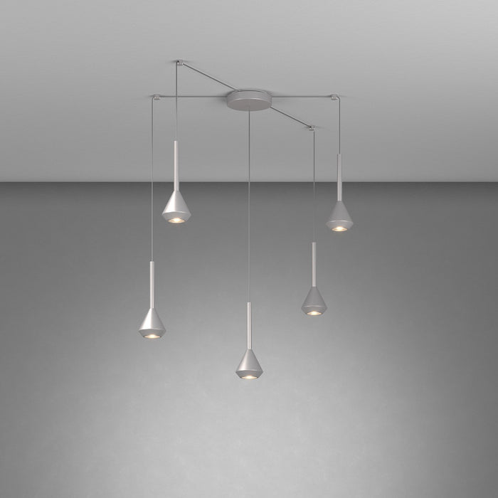 Lampadario Moderno Aygo Metallo Color Alluminio 5 Luci Gu10