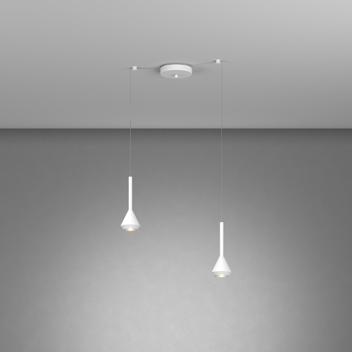 Lampadario Moderno Aygo Metallo Bianco 2 Luci Gu10