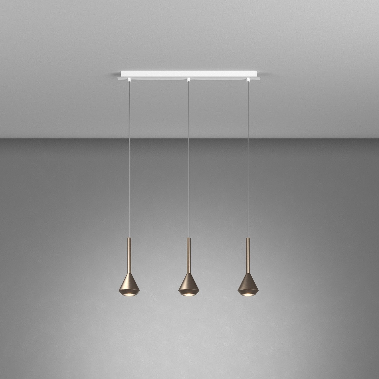 Lampadario Moderno Rettangolare Aygo Metallo Bianco E Bronzo 3 Luci Gu10