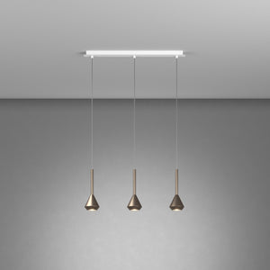 Lampadario Moderno Rettangolare Aygo Metallo Bianco E Bronzo 3 Luci Gu10