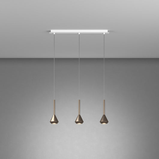 Lampadario Moderno Rettangolare Aygo Metallo Bianco E Bronzo 3 Luci Gu10