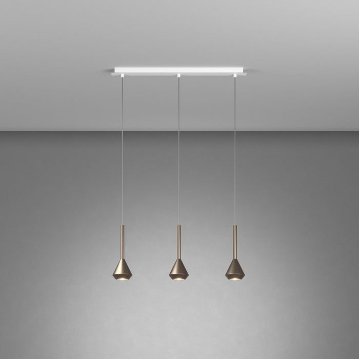 Lampadario Moderno Rettangolare Aygo Metallo Bianco E Bronzo 3 Luci Gu10