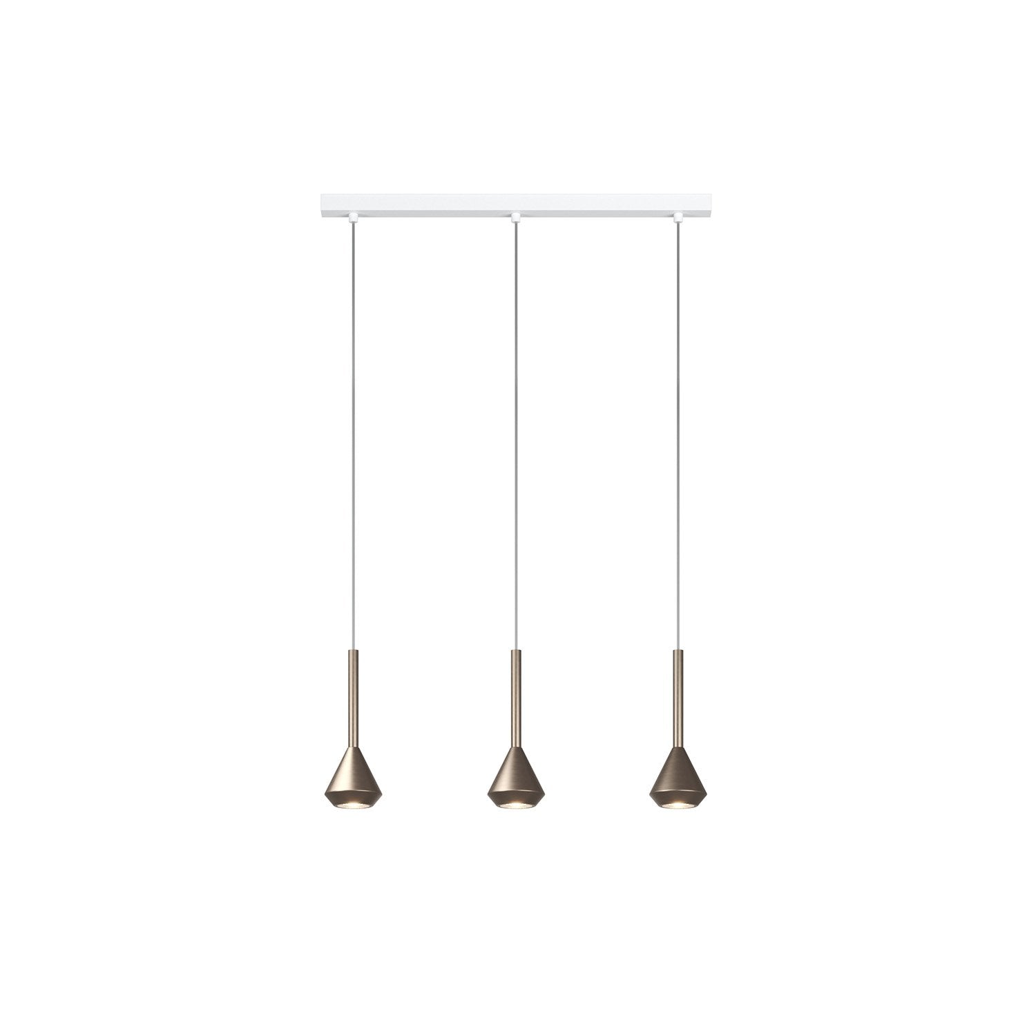 Lampadario Moderno Rettangolare Aygo Metallo Bianco E Bronzo 3 Luci Gu10