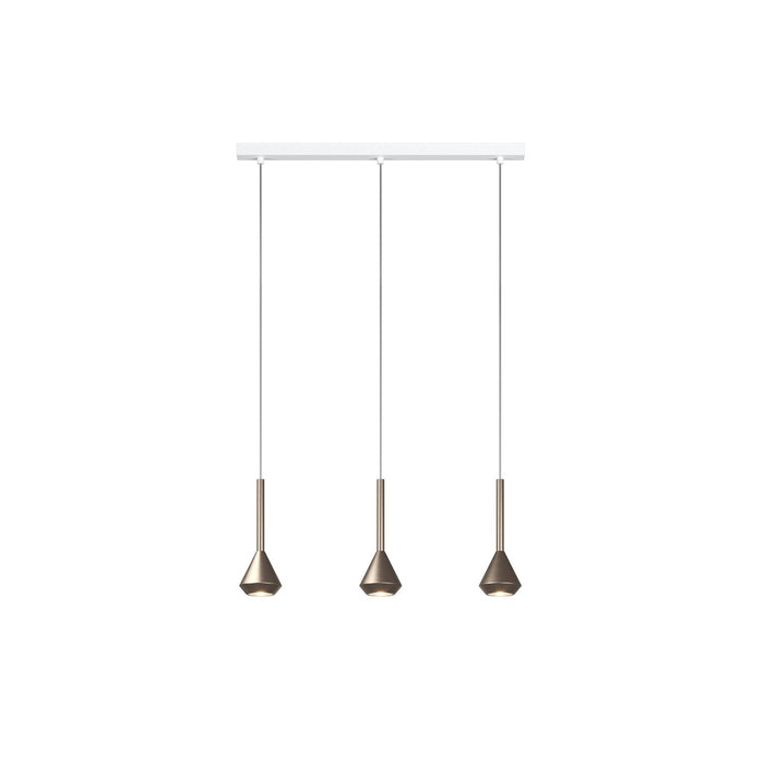 Lampadario Moderno Rettangolare Aygo Metallo Bianco E Bronzo 3 Luci Gu10