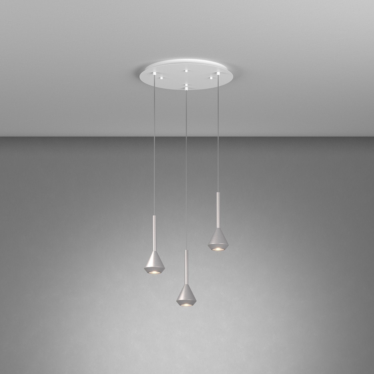 Lampadario Moderno Aygo Metallo Bianco E Alluminio 3 Luci Gu10