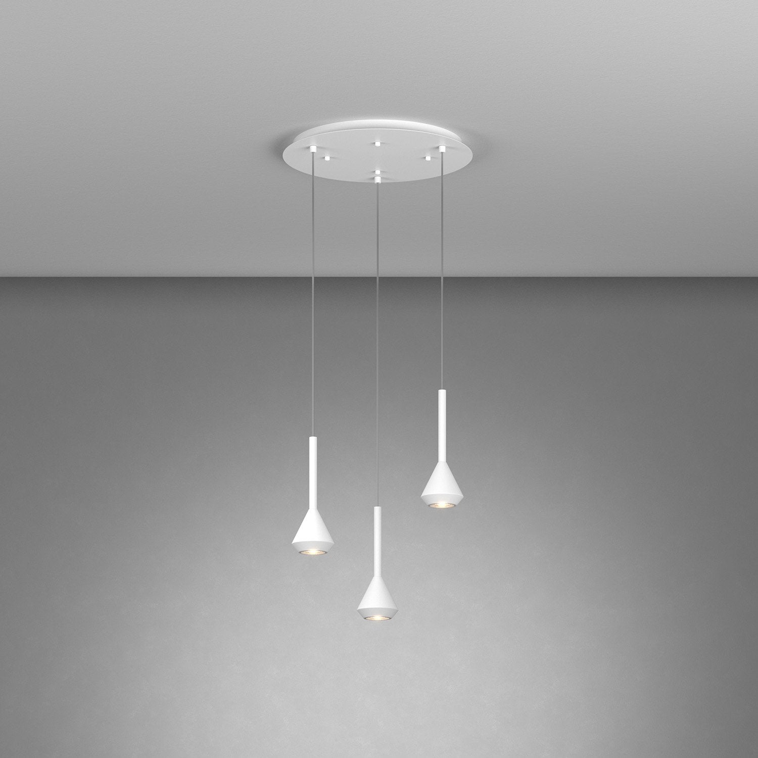 Lampadario Moderno Tondo Aygo Metallo Bianco 3 Luci Gu10