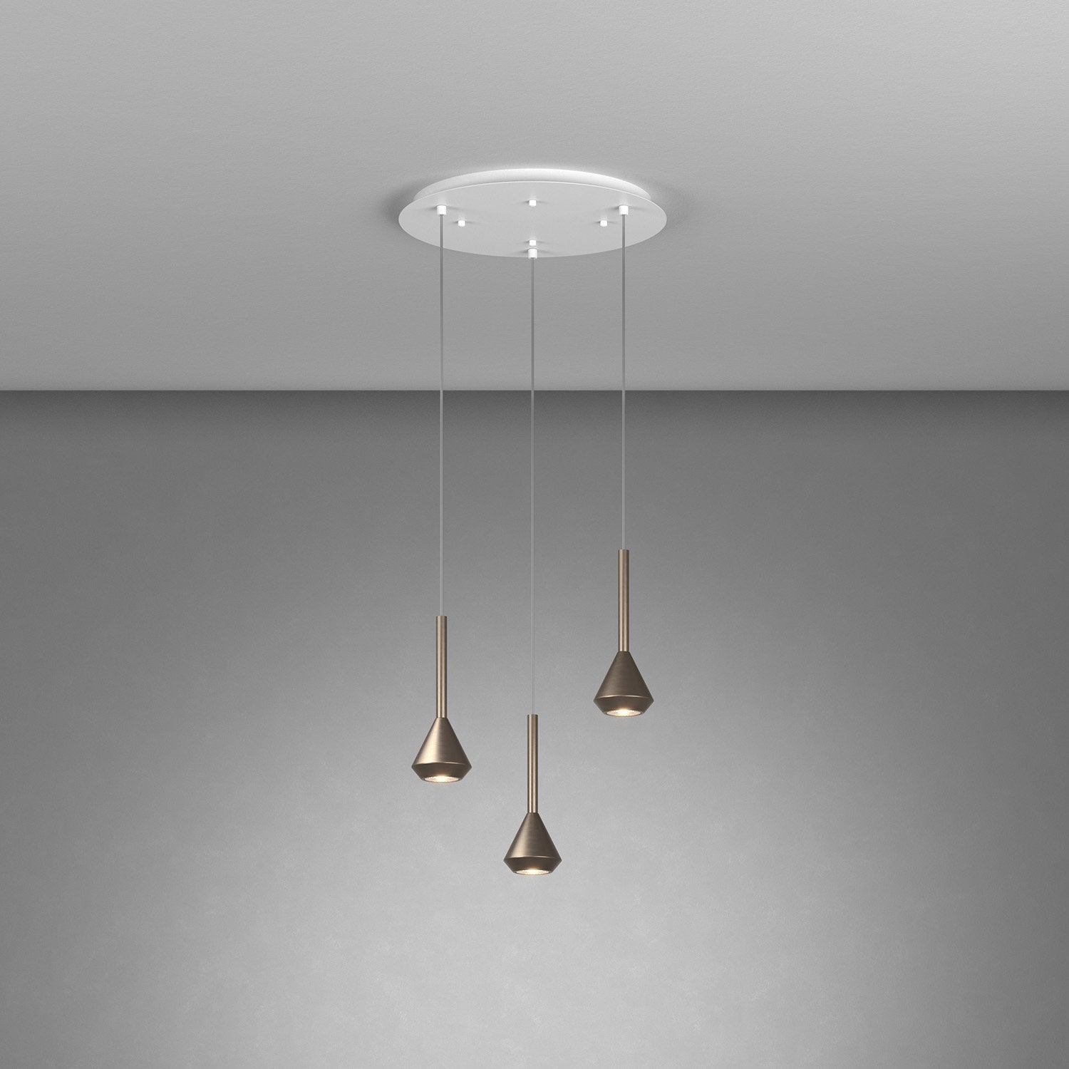 Lampadario Moderno Aygo Metallo Bianco E Bronzo 3 Luci Gu10