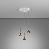 Lampadario Moderno Aygo Metallo Bianco E Bronzo 3 Luci Gu10