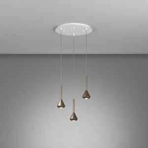 Lampadario Moderno Aygo Metallo Bianco E Bronzo 3 Luci Gu10