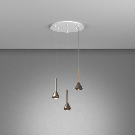 Lampadario Moderno Aygo Metallo Bianco E Bronzo 3 Luci Gu10