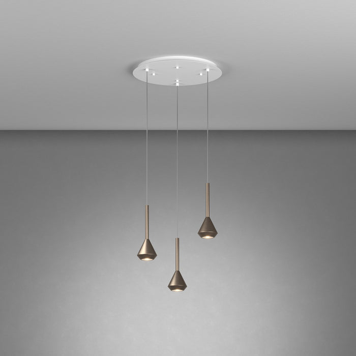 Lampadario Moderno Aygo Metallo Bianco E Bronzo 3 Luci Gu10