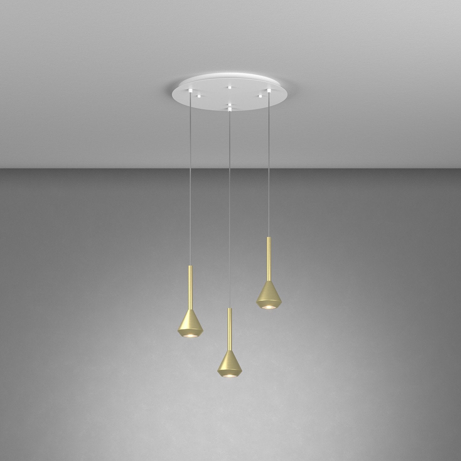 Lampadario Moderno Aygo Metallo Bianco E Ottone 3 Luci Gu10