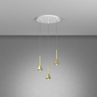 Lampadario Moderno Aygo Metallo Bianco E Ottone 3 Luci Gu10