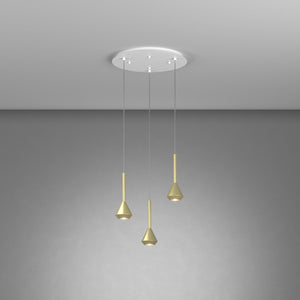 Lampadario Moderno Aygo Metallo Bianco E Ottone 3 Luci Gu10