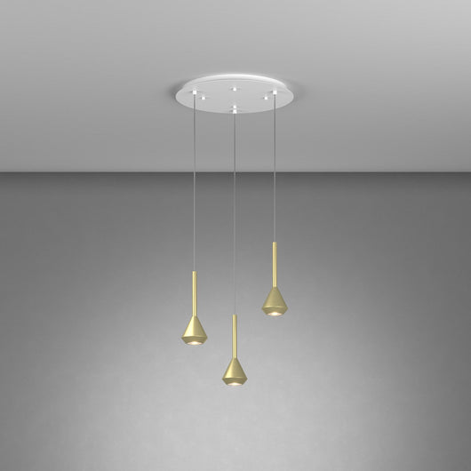 Lampadario Moderno Aygo Metallo Bianco E Ottone 3 Luci Gu10