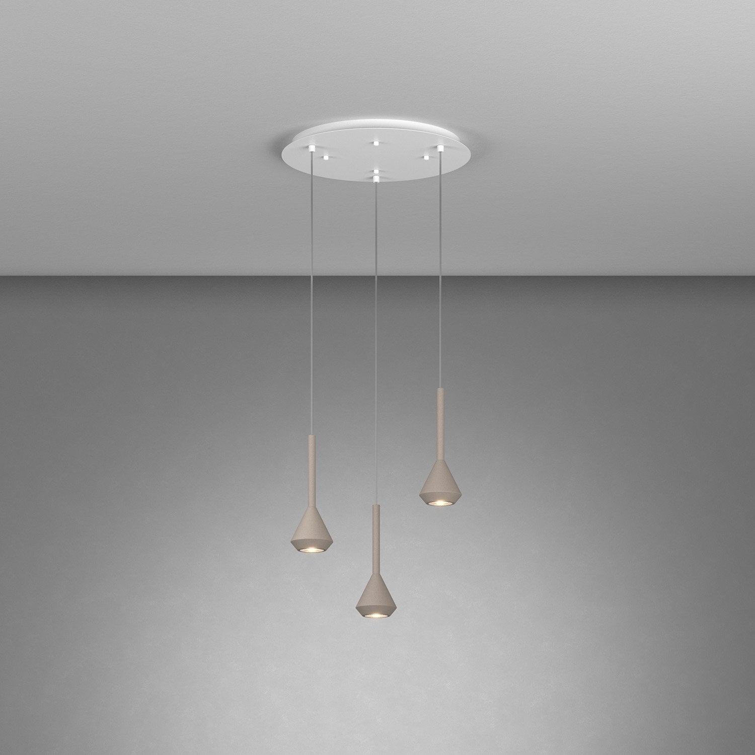 Lampadario Moderno Aygo Metallo Bianco E Sabbia 3 Luci Gu10