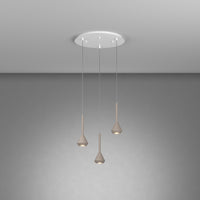 Lampadario Moderno Aygo Metallo Bianco E Sabbia 3 Luci Gu10