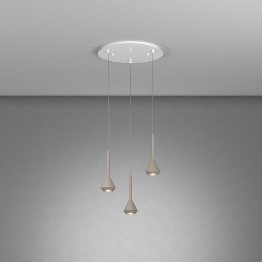 Lampadario Moderno Aygo Metallo Bianco E Sabbia 3 Luci Gu10