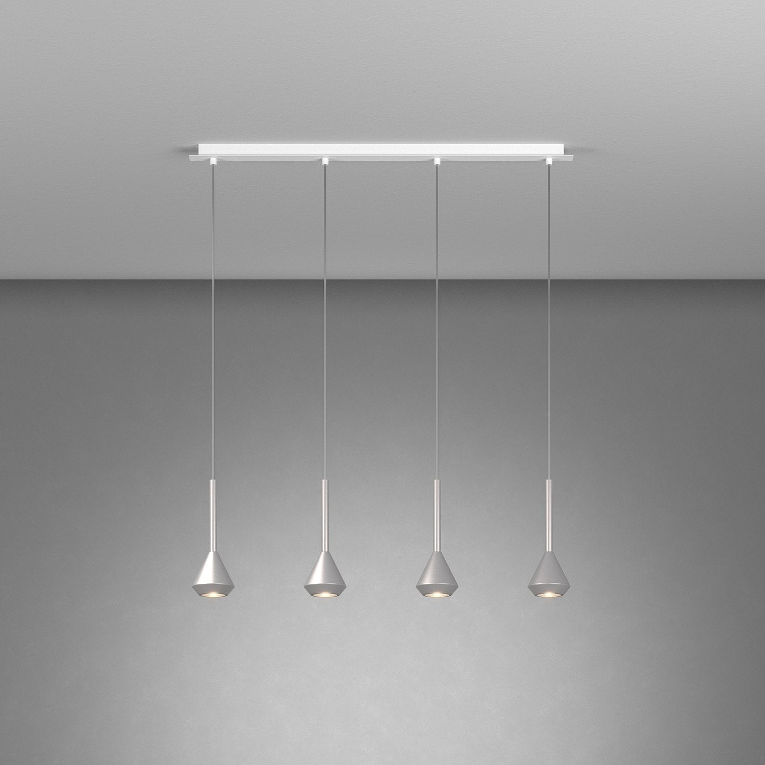 Lampadario Moderno Aygo Metallo Bianco E Alluminio 4 Luci Gu10