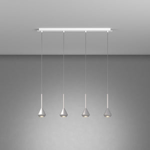 Lampadario Moderno Aygo Metallo Bianco E Alluminio 4 Luci Gu10