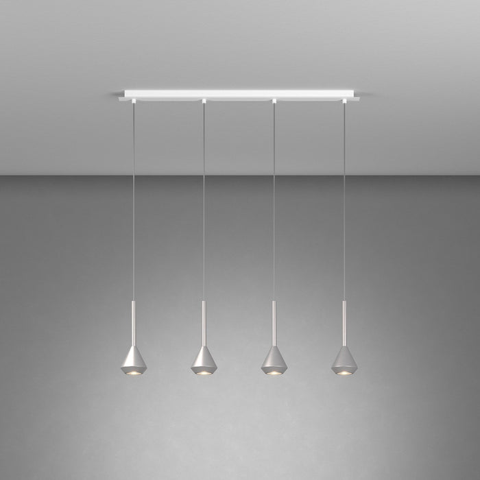 Lampadario Moderno Aygo Metallo Bianco E Alluminio 4 Luci Gu10