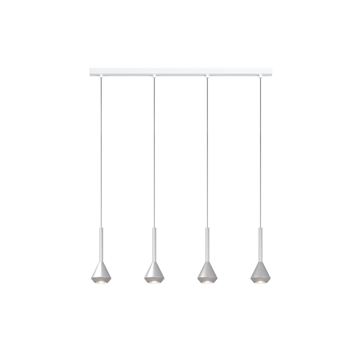 Lampadario Moderno Aygo Metallo Bianco E Alluminio 4 Luci Gu10