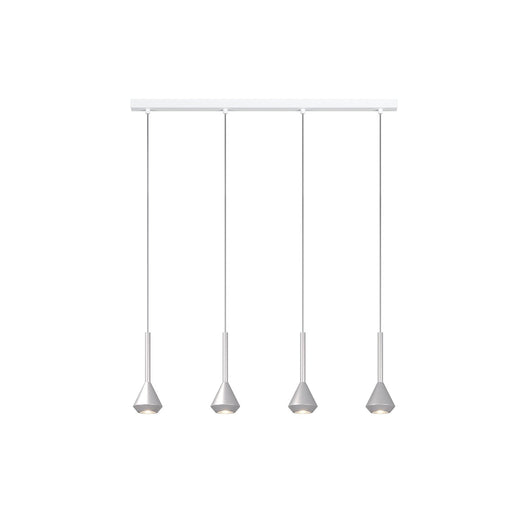 Lampadario Moderno Aygo Metallo Bianco E Alluminio 4 Luci Gu10